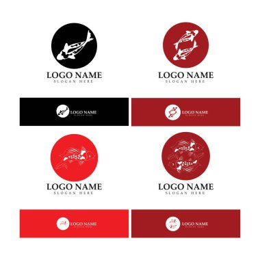 Koi balığı logo tasarım vektör şablonu