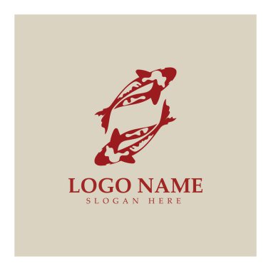 Koi balığı logo tasarım vektör şablonu