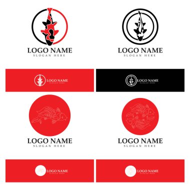 Koi balığı logo tasarım vektör şablonu