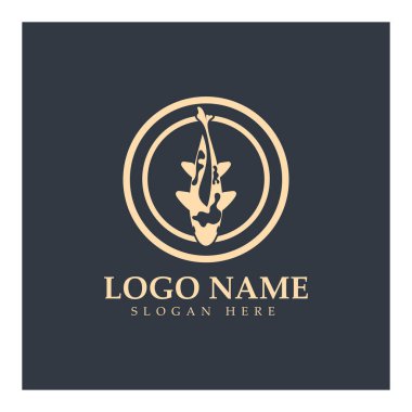 Koi balığı logo tasarım vektör şablonu