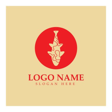 Koi balığı logo tasarım vektör şablonu