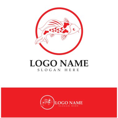 Koi balığı logo tasarım vektör şablonu