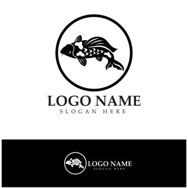 Koi balığı logo tasarım vektör şablonu