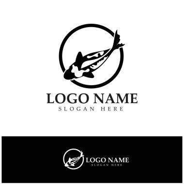Koi balığı logo tasarım vektör şablonu