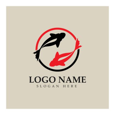 Koi balığı logo tasarım vektör şablonu
