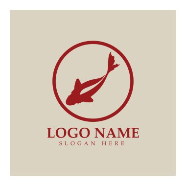 Koi balığı logo tasarım vektör şablonu