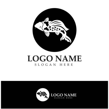 Koi balığı logo tasarım vektör şablonu