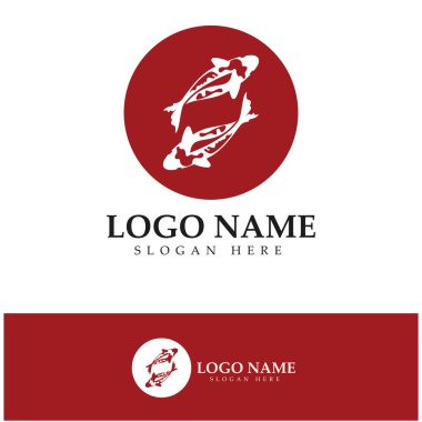 Koi balığı logo tasarım vektör şablonu