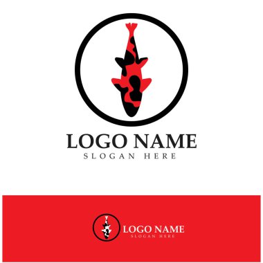 Koi balığı logo tasarım vektör şablonu