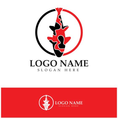Koi balığı logo tasarım vektör şablonu