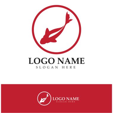 Koi balığı logo tasarım vektör şablonu