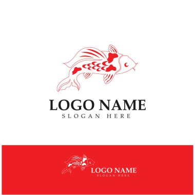 Koi balığı logo tasarım vektör şablonu
