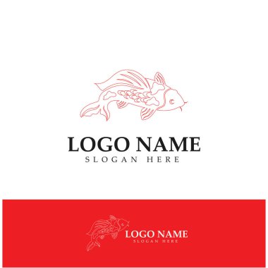 Koi balığı logo tasarım vektör şablonu