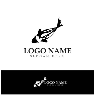 Koi balığı logo tasarım vektör şablonu