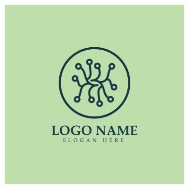 Neuron logo or nerve cell logo design,molecule logo illustration template icon with vector concept 