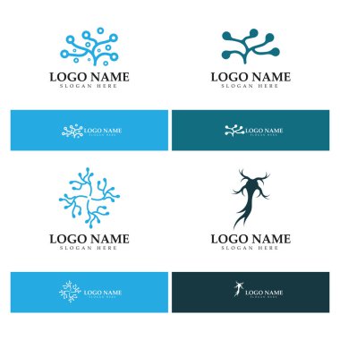 Neuron logo or nerve cell logo design,molecule logo illustration template icon with vector concept 