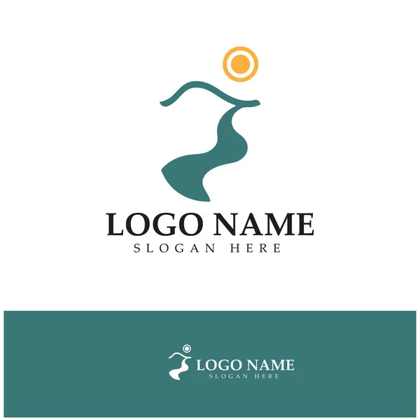 Flod Logo Vektor Ikon Illustration Design Mall — Stock vektor
