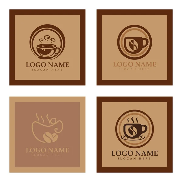Copo Café Logotipo Modelo Vetor Ícone Ilustração Design —  Vetores de Stock