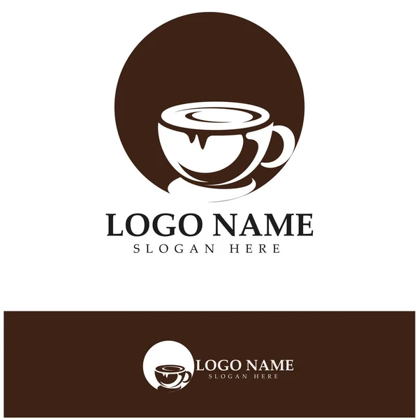 Café Taza Logo Plantilla Vector Icono Ilustración Diseño — Archivo Imágenes Vectoriales