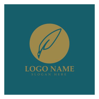 Tüy kalem yazma işareti logo şablonu uygulama simgeleri