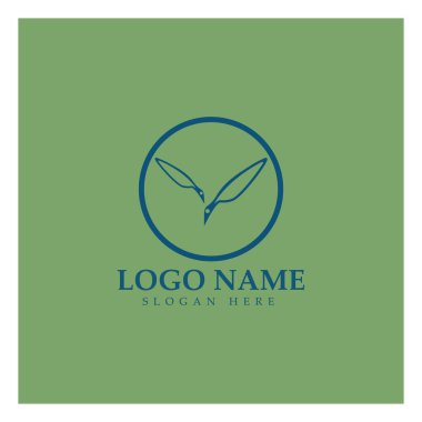 Tüy kalem yazma işareti logo şablonu uygulama simgeleri