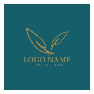 Tüy kalem yazma işareti logo şablonu uygulama simgeleri