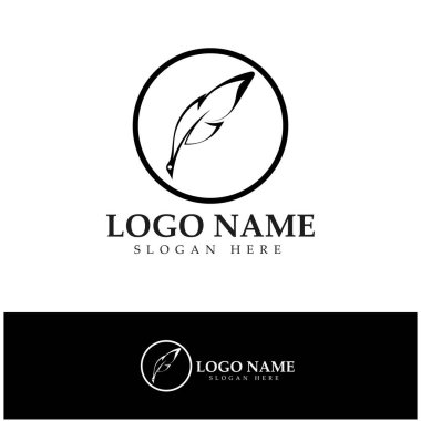 Tüy kalem yazma işareti logo şablonu uygulama simgeleri