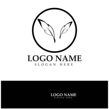 Tüy kalem yazma işareti logo şablonu uygulama simgeleri