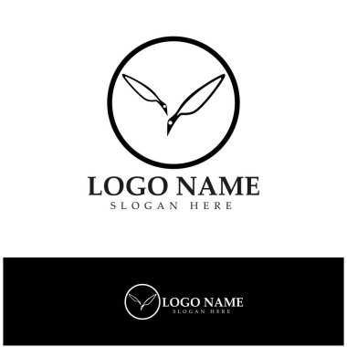 Tüy kalem yazma işareti logo şablonu uygulama simgeleri