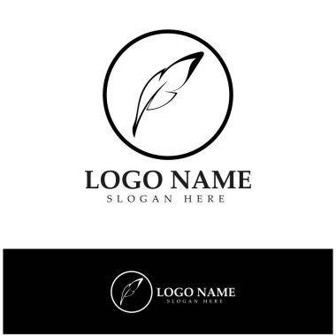 Tüy kalem yazma işareti logo şablonu uygulama simgeleri