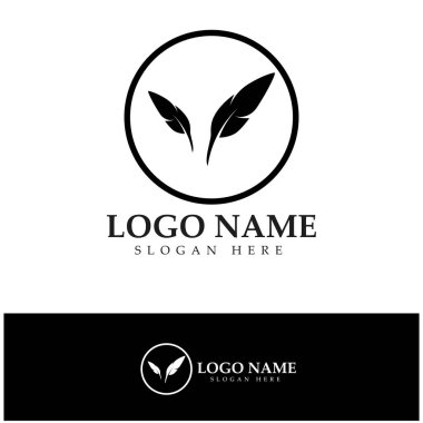 Tüy kalem yazma işareti logo şablonu uygulama simgeleri