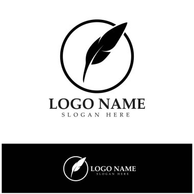 Tüy kalem yazma işareti logo şablonu uygulama simgeleri