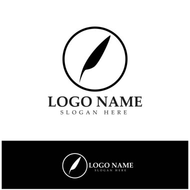 Tüy kalem yazma işareti logo şablonu uygulama simgeleri