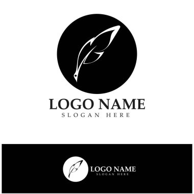 Tüy kalem yazma işareti logo şablonu uygulama simgeleri