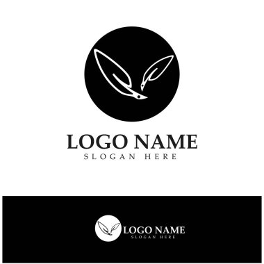 Tüy kalem yazma işareti logo şablonu uygulama simgeleri