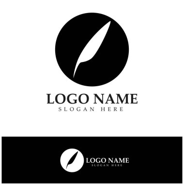 Tüy kalem yazma işareti logo şablonu uygulama simgeleri