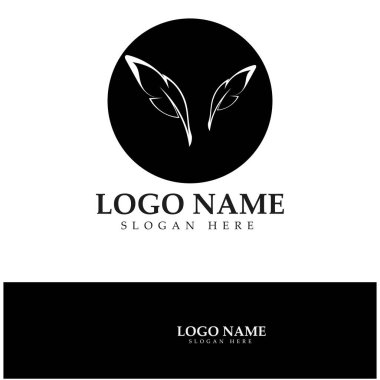 Tüy kalem yazma işareti logo şablonu uygulama simgeleri