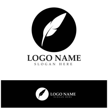 Tüy kalem yazma işareti logo şablonu uygulama simgeleri