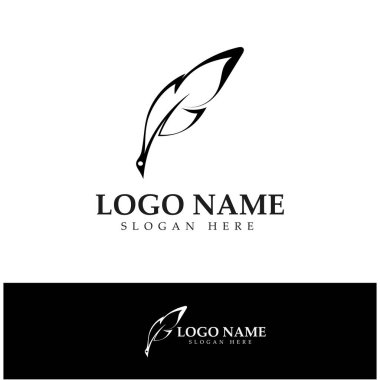 Tüy kalem yazma işareti logo şablonu uygulama simgeleri