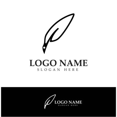 Tüy kalem yazma işareti logo şablonu uygulama simgeleri