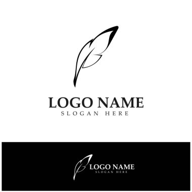 Tüy kalem yazma işareti logo şablonu uygulama simgeleri