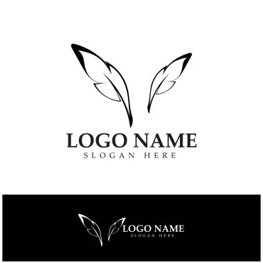 Tüy kalem yazma işareti logo şablonu uygulama simgeleri