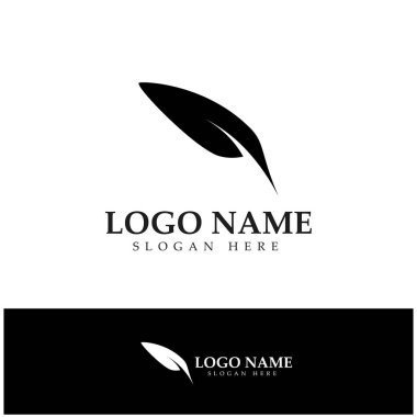 Tüy kalem yazma işareti logo şablonu uygulama simgeleri