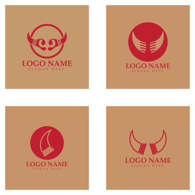 Şeytan boynuzu vektör logo tasarımı örnekleme şablonu