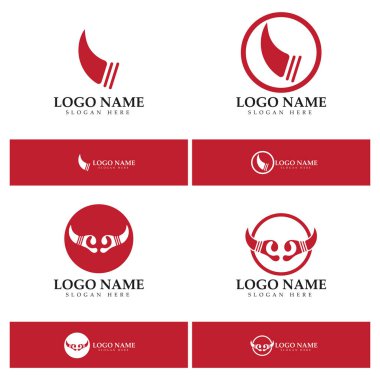 Şeytan boynuzu vektör logo tasarımı örnekleme şablonu