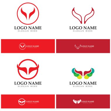 Şeytan boynuzu vektör logo tasarımı örnekleme şablonu