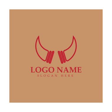 Şeytan boynuzu vektör logo tasarımı örnekleme şablonu