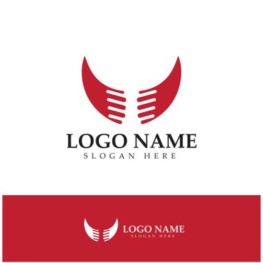 Şeytan boynuzu vektör logo tasarımı örnekleme şablonu