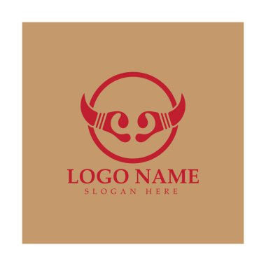 Şeytan boynuzu vektör logo tasarımı örnekleme şablonu