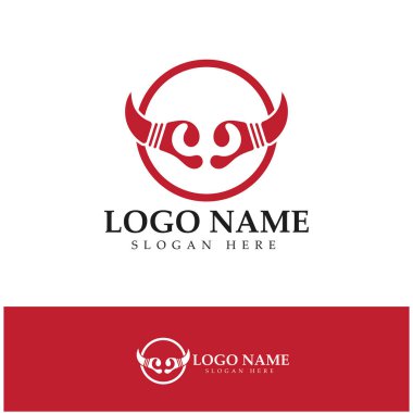 Şeytan boynuzu vektör logo tasarımı örnekleme şablonu